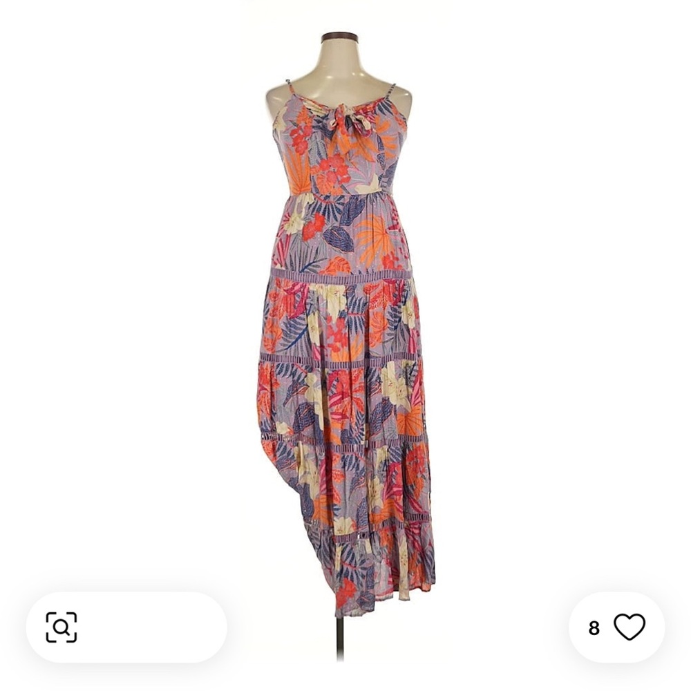 Angie Purple and Orange Floral Maxi Dress